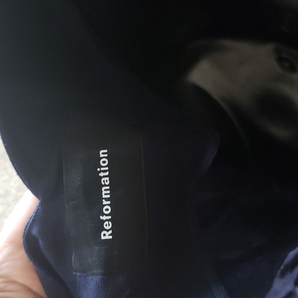 Reformation Navy Linen Mini Dress. Size Large. - Picture 7 of 8